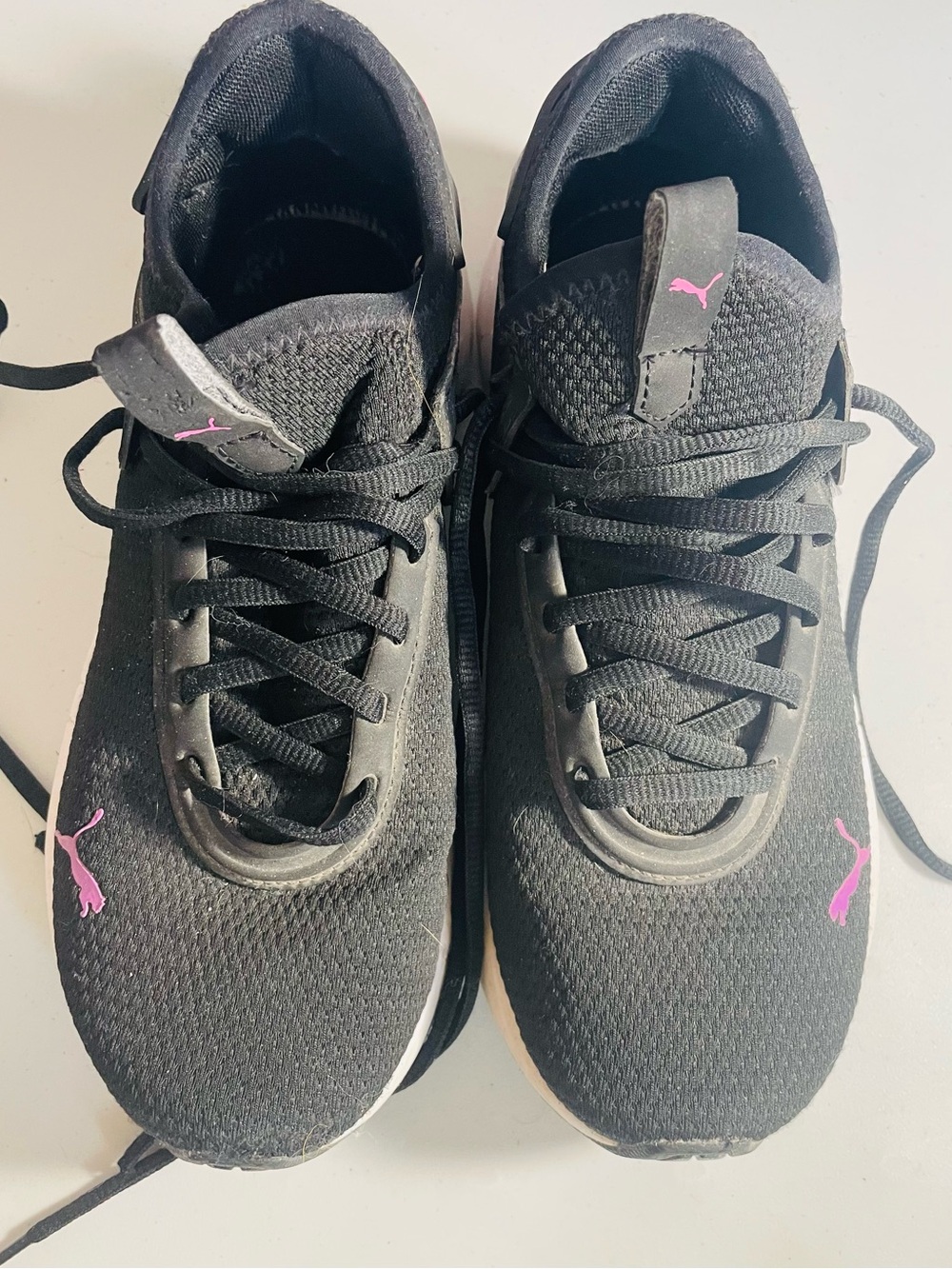 Puma Black Athletic Sneakers with Pink Logo Accents